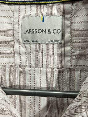 Men’s Light Beige Stripe Dress Shirt -Large A